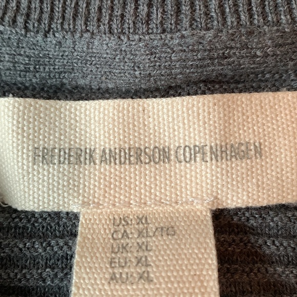 COPY - Fredrik Anderson Copenhagen grey cotton ribbed crewneck sweater w yellow… - Picture 2 of 5